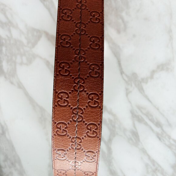 Gucci Brown Guccissima Leather Wide Buckle Belt 90CM - Picture 7 of 10